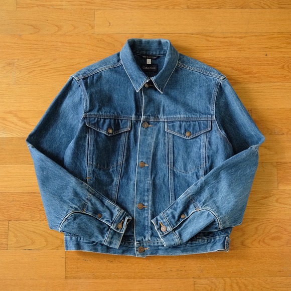 Vintage 90s Calvin Klein Denim Trucker Jacket Blue Size L Vintage 90s Minimal - Picture 7 of 7